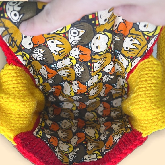 Handmade Knit Crossbody Golden Snitch Messenger Bag Harry Potter Fabric Lined - Picture 9 of 12